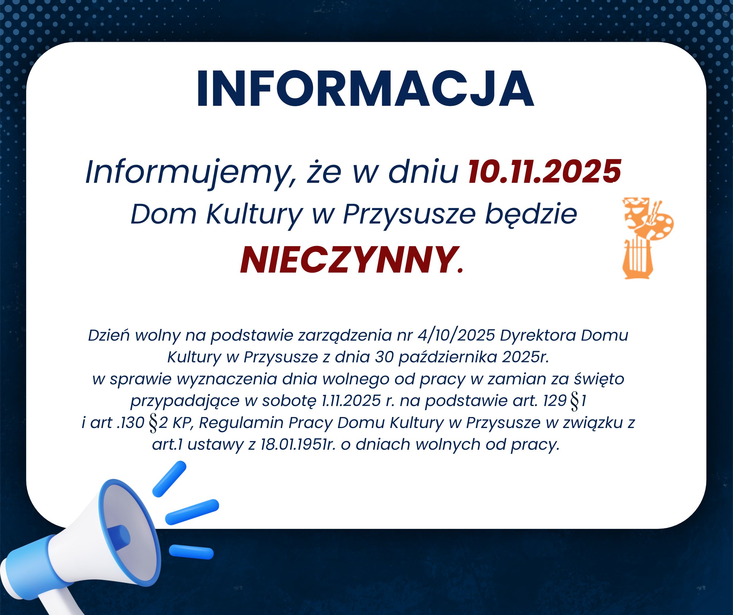 INFORMACJA  O DNIU WOLNYM